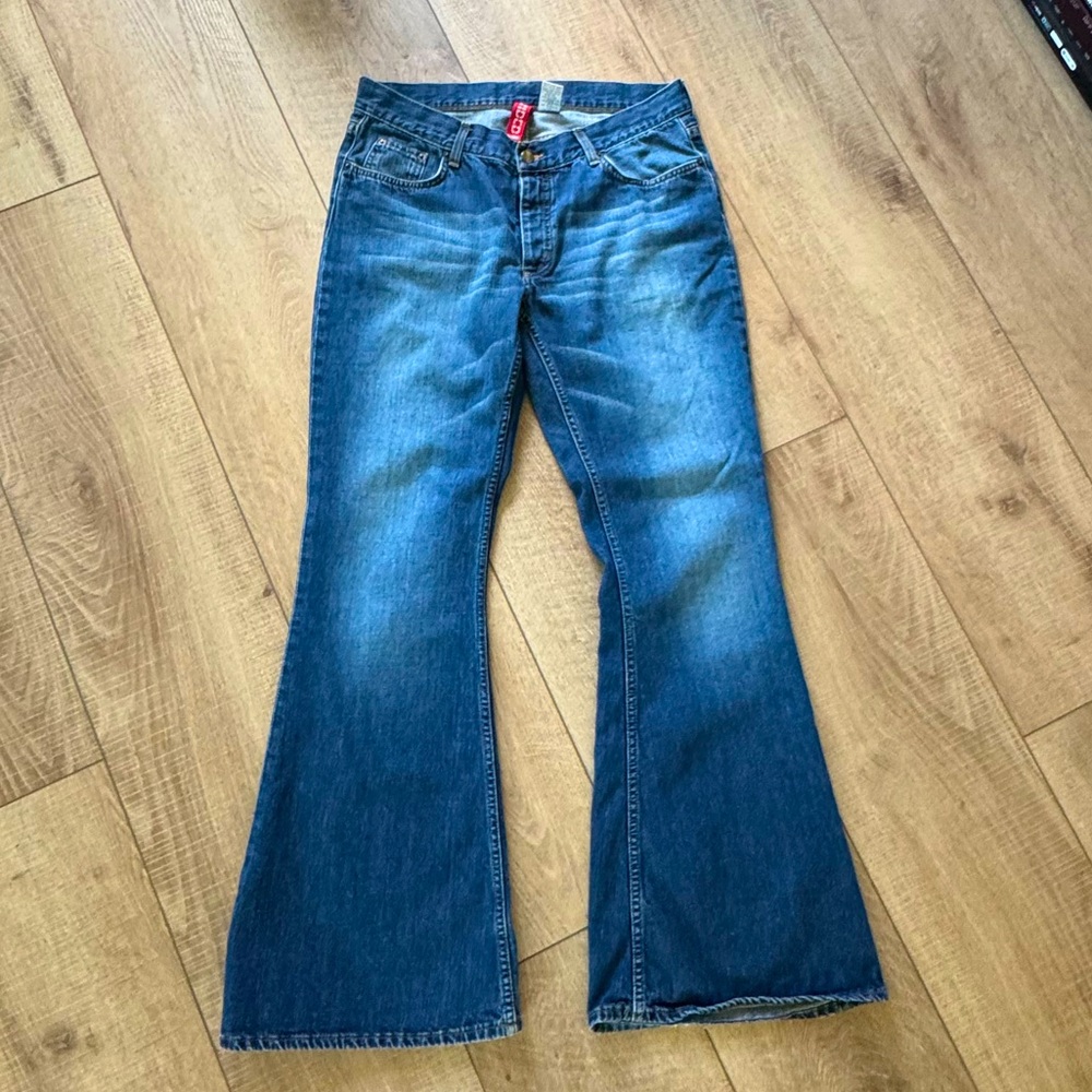 Women's Flare Medium Wash Jeans Bohemian Vintage 70s Retro Hipster Size‎ 10 12